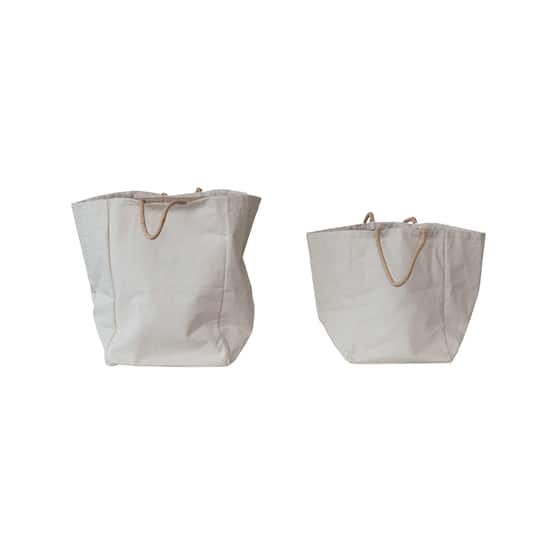 Hello Honey® Natural Classic Cotton Canvas Tote Bag Set with Braided Handles